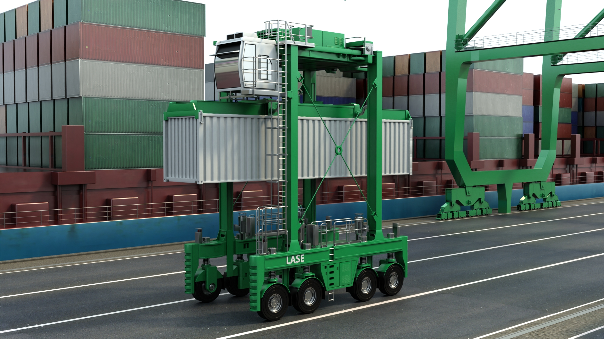 LaseSPC Straddle carrier positioning systems for Uruguay LASE